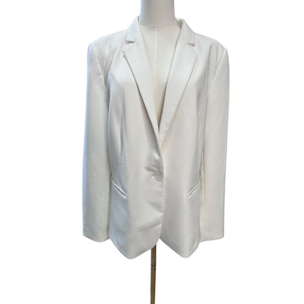 GUC Ann Taylor LOFT Women's White One-Button Blazer Jacket Plus Size 14